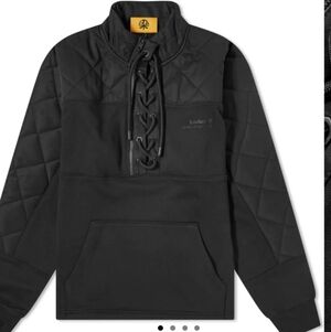 Timberland By Humberto Leon Black Quilted Lace-Up Funnel Pullover Organic Cotton